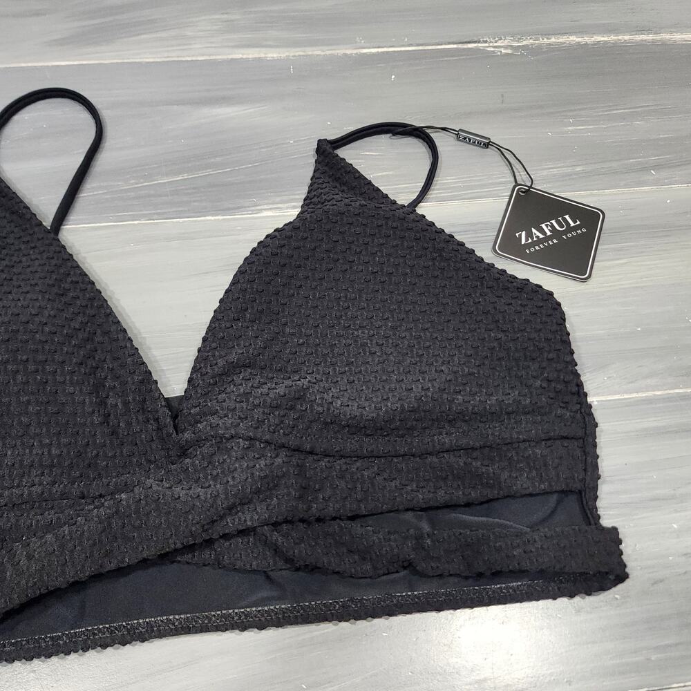 Zaful Swim Bikini Top Black Textured Size XL - Picture 6 of 8